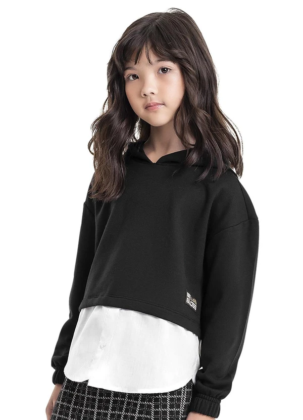 Gloss - Blusão em Moletom e Tricoline Juvenil Preto