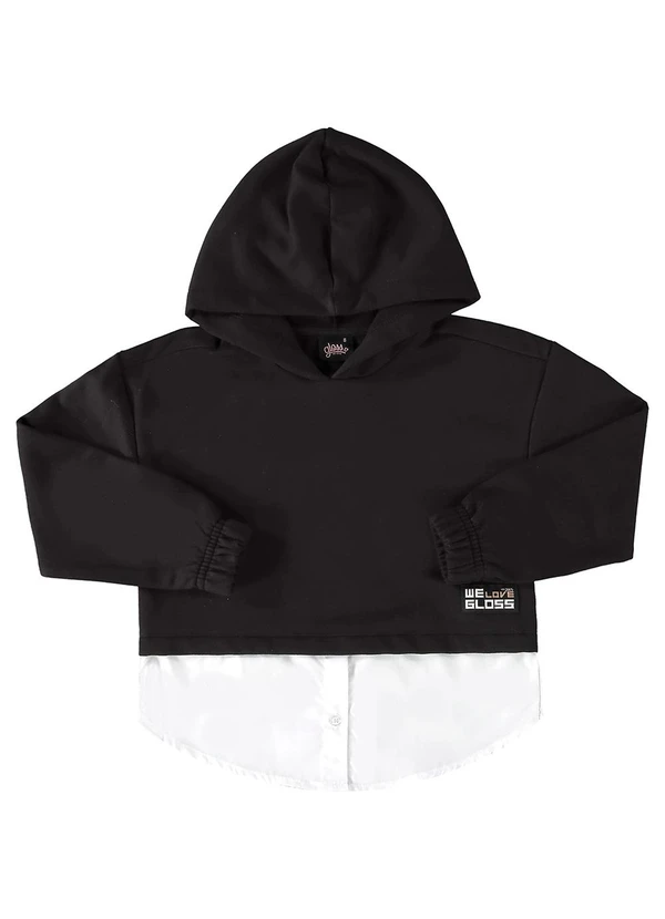 Gloss - Blusão em Moletom e Tricoline Juvenil Preto 5