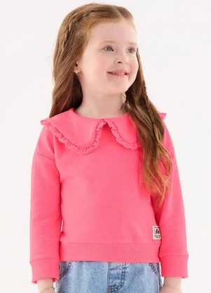 Up Baby - Blusão em Moletom Infantil Menina Rosa - UP BABY
