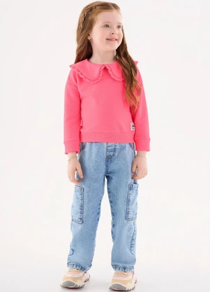Up Baby - Blusão em Moletom Infantil Menina Rosa - UP BABY