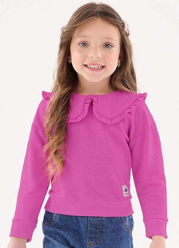 Up Baby - Blusão em Moletom Infantil Menina Roxo