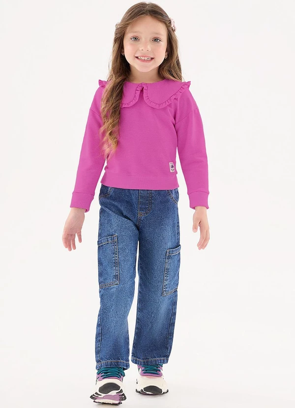 Up Baby - Blusão em Moletom Infantil Menina Roxo 2