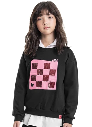 Gloss - Blusão em Moletom Juvenil Preto - GLOSS