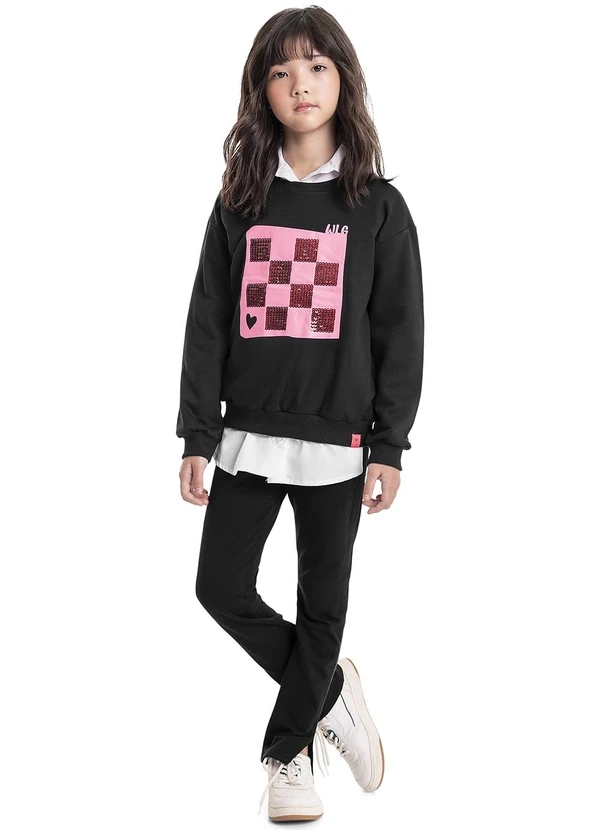 Gloss - Blusão em Moletom Juvenil Preto 2