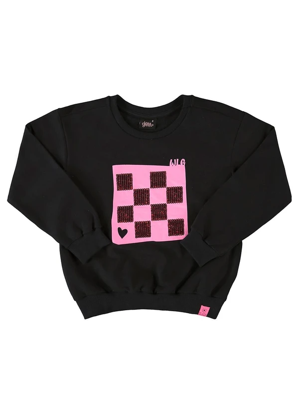 Gloss - Blusão em Moletom Juvenil Preto 3