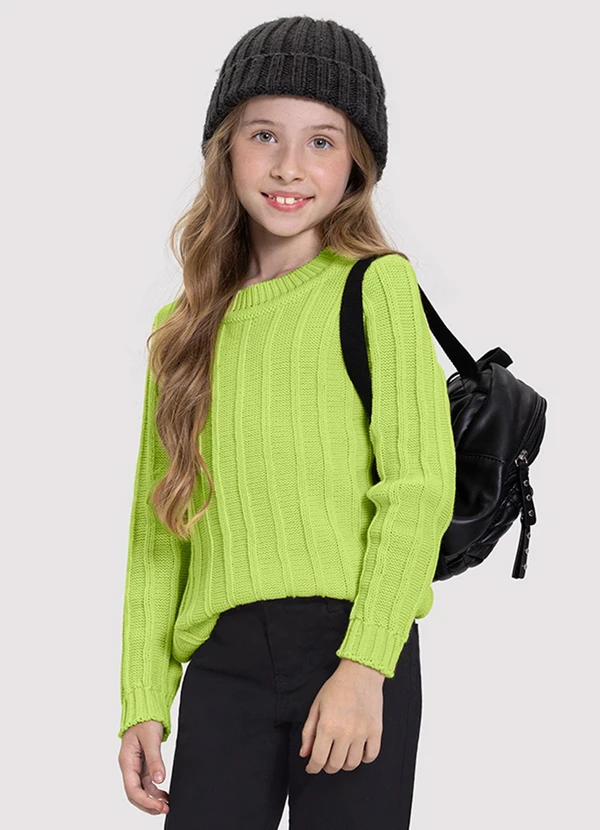 Alakazoo - Blusão em Tricô com Textura Listras Verde