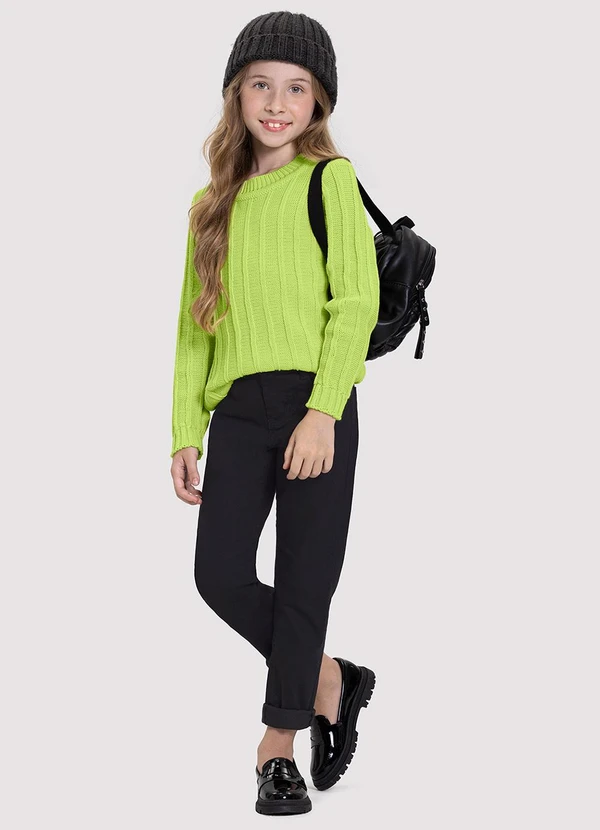 Alakazoo - Blusão em Tricô com Textura Listras Verde 2