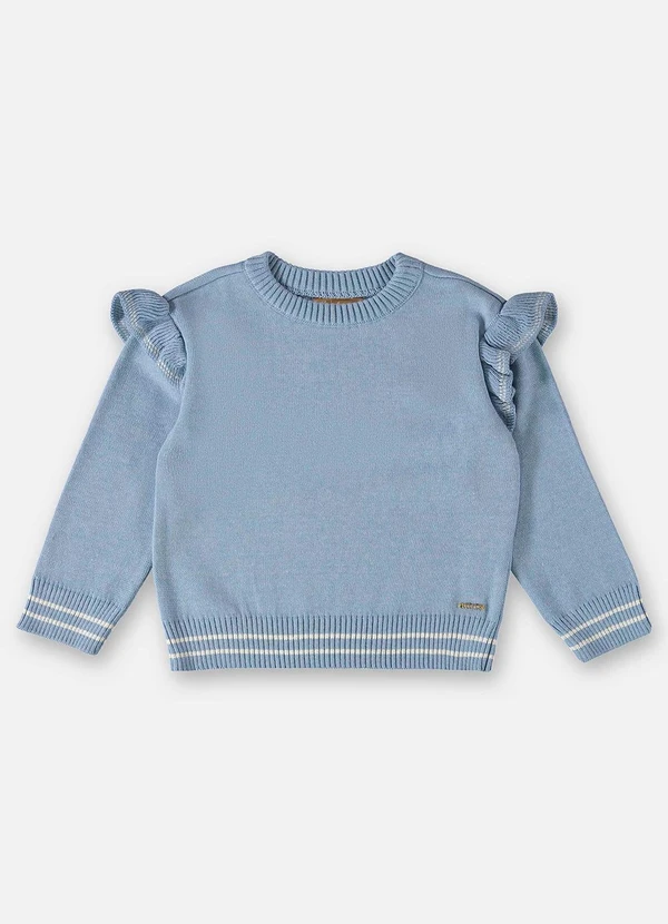 Up Baby - Blusão em Tricô Infantil Menina Azul 3