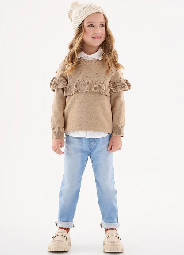 Up Baby - Blusão em Tricô Infantil Menina Off White 2