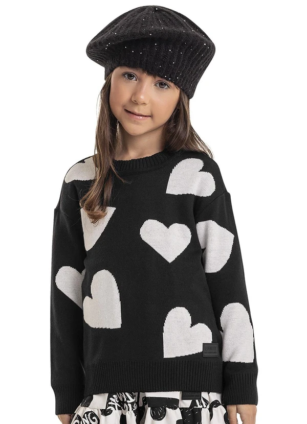 Quimby - Blusão em Tricô Infantil Menina Preto