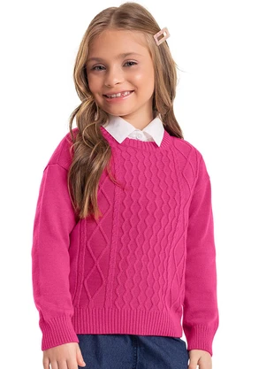 Quimby - Blusão em Tricô Infantil Menina Rosa - QUIMBY