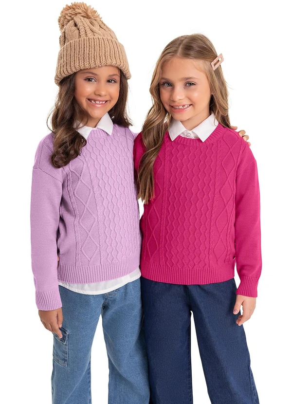 Quimby - Blusão em Tricô Infantil Menina Rosa 3