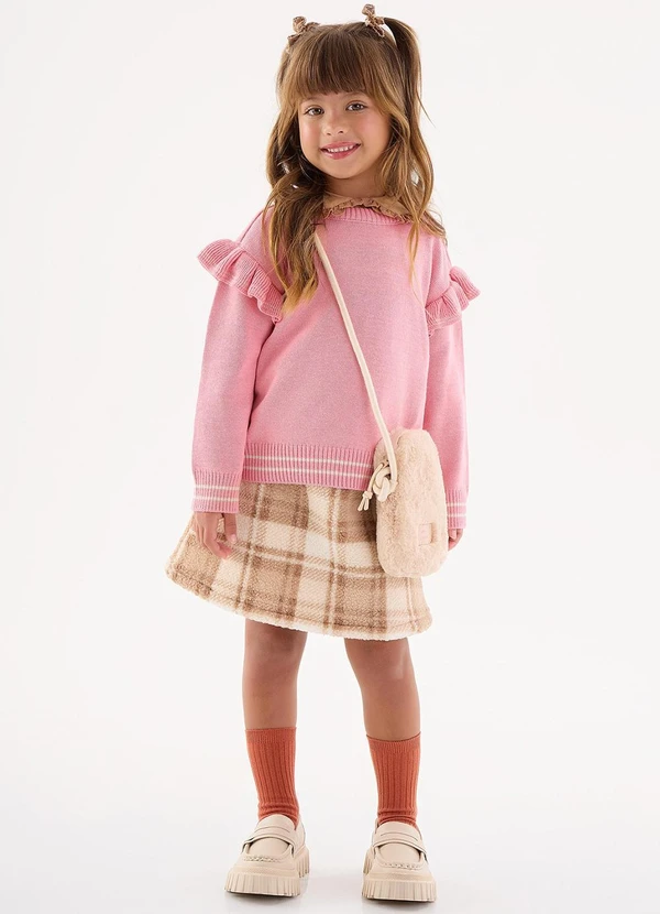 Up Baby - Blusão em Tricô Infantil Menina Rosa 2