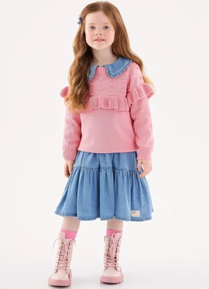 Up Baby - Blusão em Tricô Infantil Menina Rosa - UP BABY