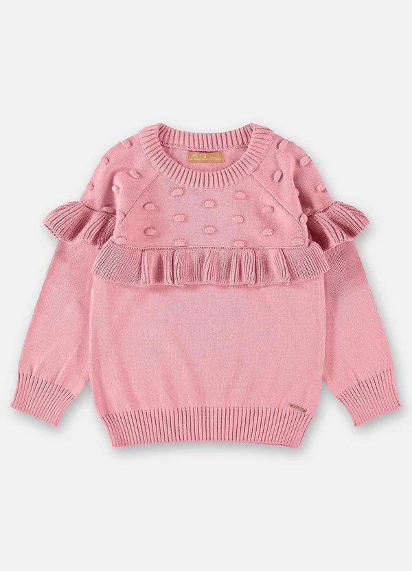 Up Baby - Blusão em Tricô Infantil Menina Rosa 3