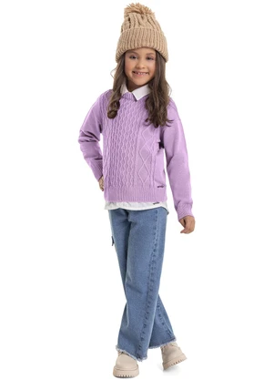 Quimby - Blusão em Tricô Infantil Menina Roxo - QUIMBY