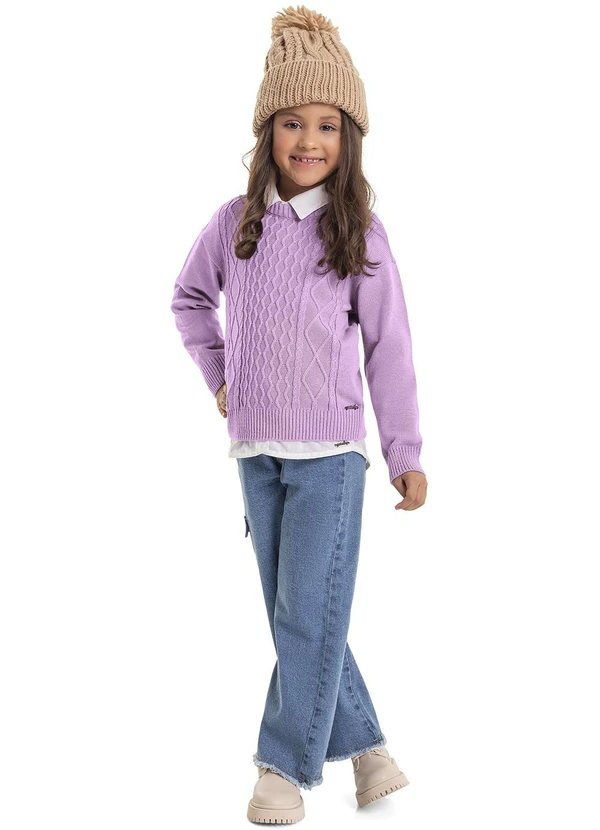 Quimby Blusão em Tricô Infantil Menina Roxo
