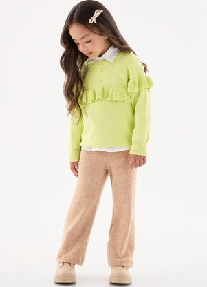 Up Baby - Blusão em Tricô Infantil Menina Verde - UP BABY
