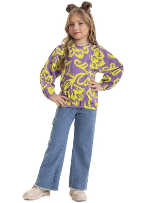 Quimby - Blusão Estampado Infantil Menina Roxo - QUIMBY