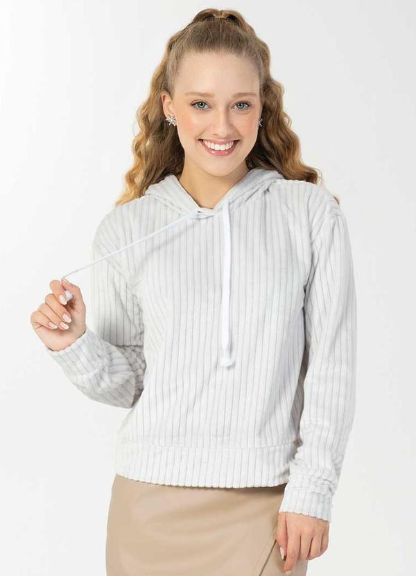 Bjoe - Blusão Feminino com Tecido Aveludado Cinza