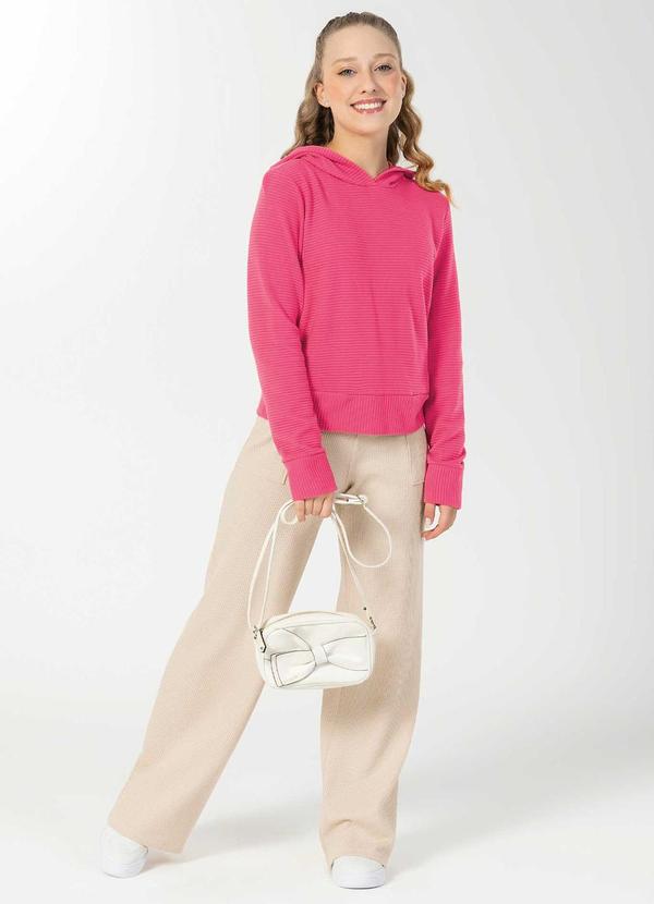 Bjoe - Blusão Feminino em Cotelê com Capuz Rosa 2