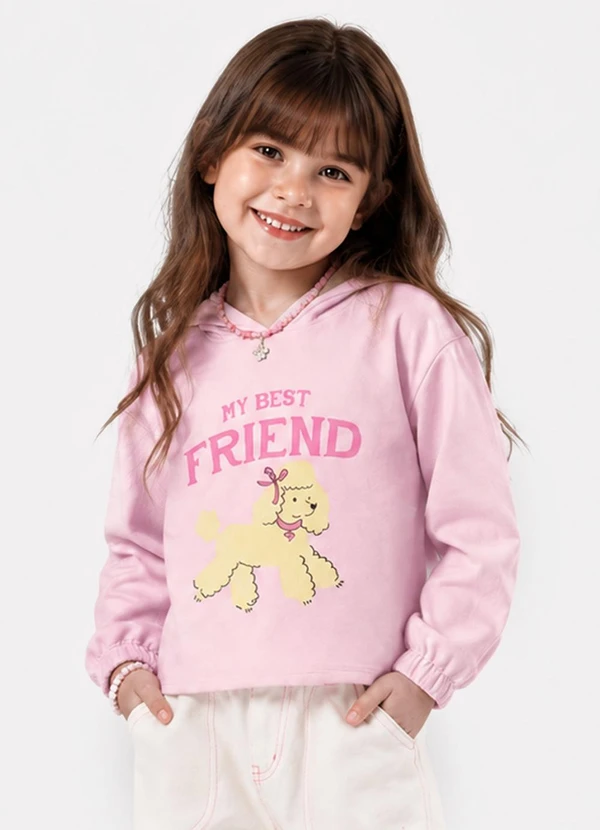 Select - Blusão Feminino Infantil com Estampa Rosa