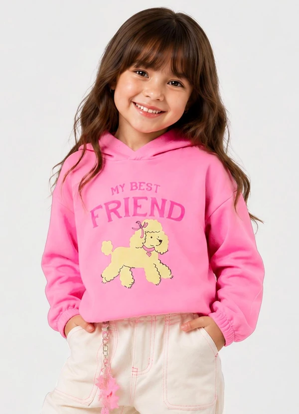 Select - Blusão Feminino Infantil com Estampa Rosa