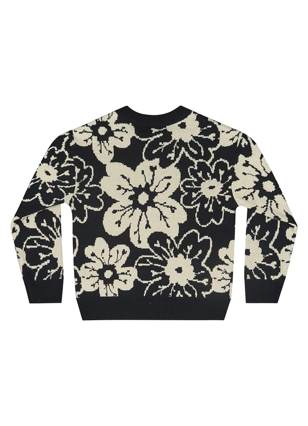 Quimby - Blusão Floral em Tricot para Preto 4