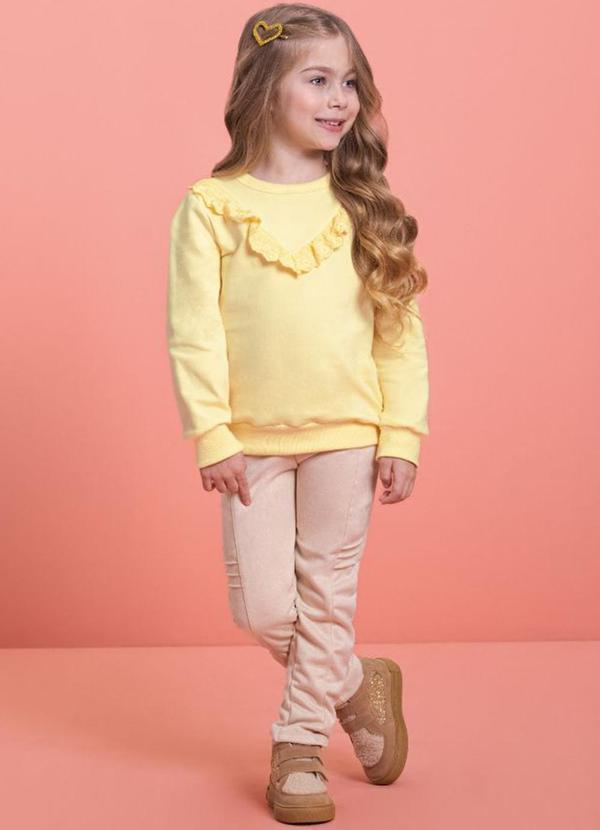 Milli e Nina - Blusão Infantil em Molecotton Felpado Amarelo 2