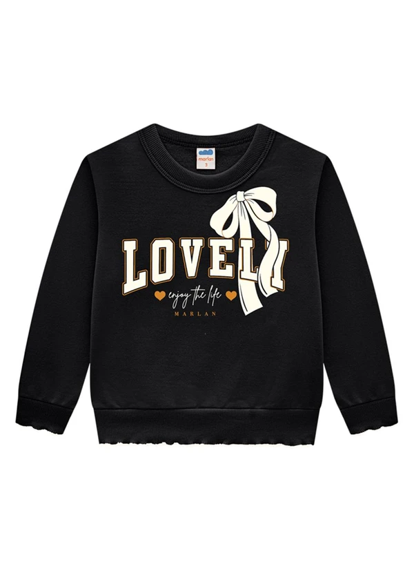 Marlan - Blusão Infantil em Moletom Felpado Preto