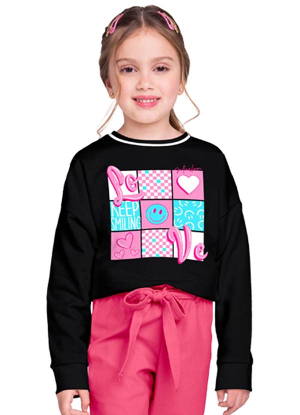 Marlan - Blusão Infantil em Moletom Felpado Preto