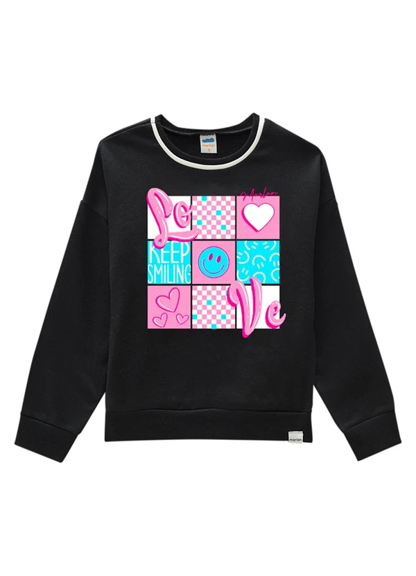 Marlan - Blusão Infantil em Moletom Felpado Preto 3