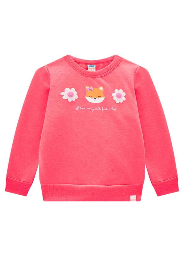 Marlan - Blusão Infantil em Moletom Felpado Rosa