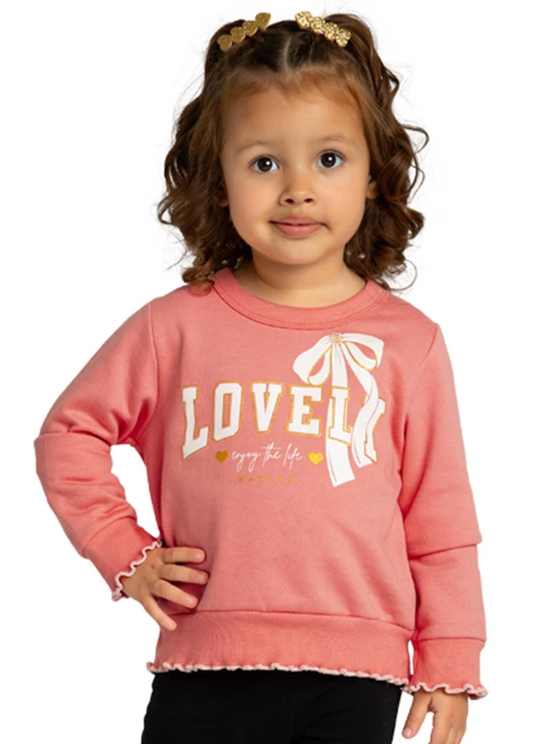 Marlan - Blusão Infantil em Moletom Felpado Rosa