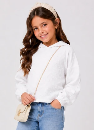 Select - Blusão Infantil Feminino com Capuz Branco - SELECT
