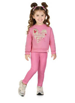 Marlan - Blusão Infantil Menina em Moletom Felpado Rosa - MARLAN