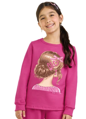 Marlan - Blusão Infantil Menina em Moletom Felpado Rosa - MARLAN