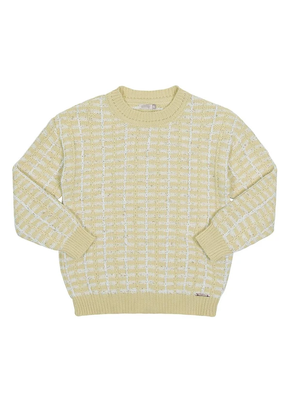 Alakazoo - Blusão Infantil Menina em Tricô Bicolor Bege 3