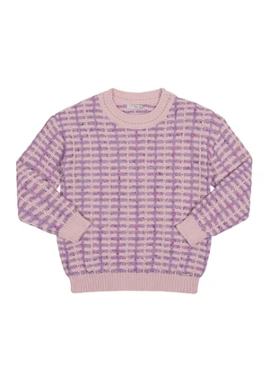 Alakazoo - Blusão Infantil Menina em Tricô Bicolor Rosa - ALAKAZOO