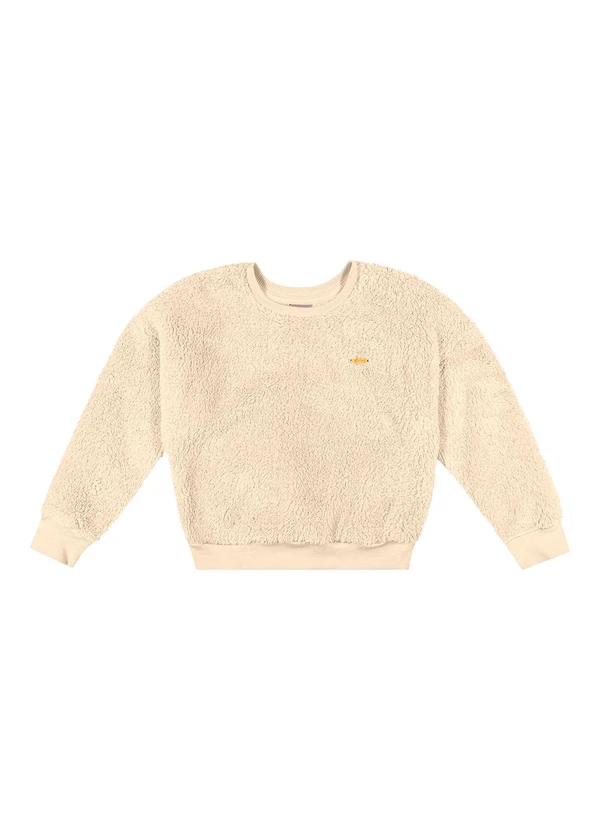 Colorittá - Blusão Infantil Menina Peluciado com Brilho Bege