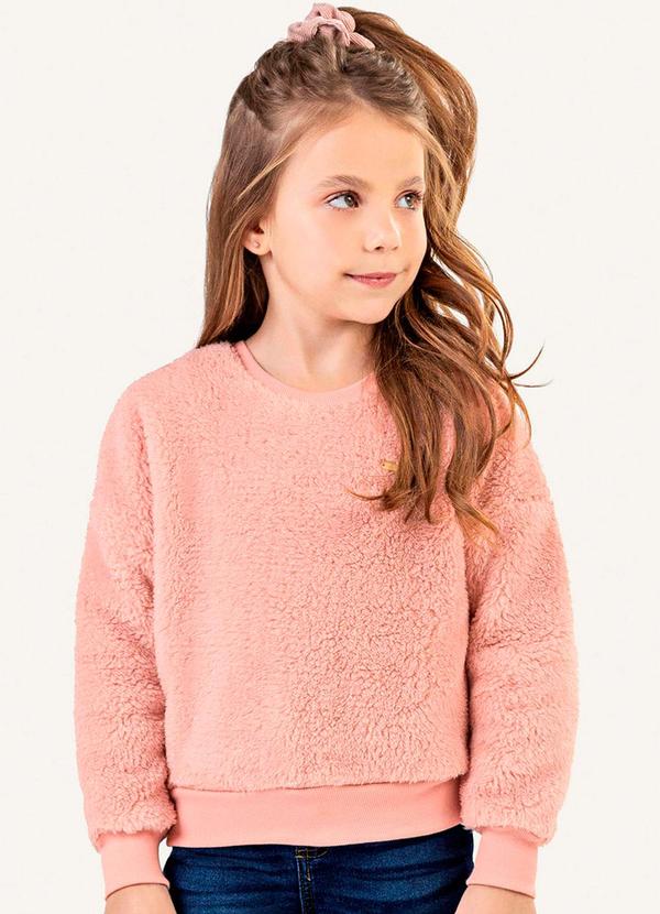 Colorittá - Blusão Infantil Menina Peluciado com Brilho Rosa