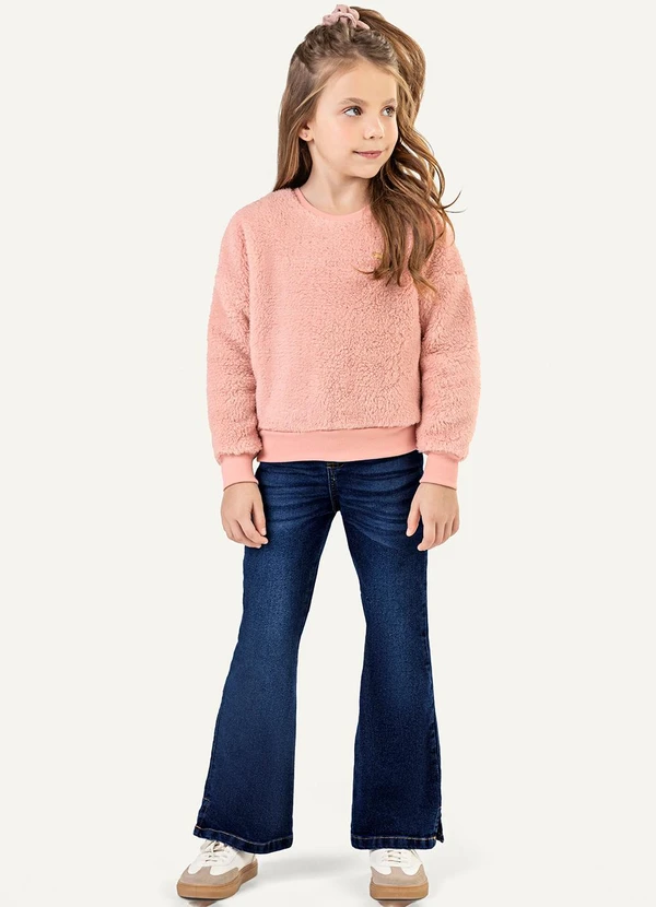 Colorittá - Blusão Infantil Menina Peluciado com Brilho Rosa 2