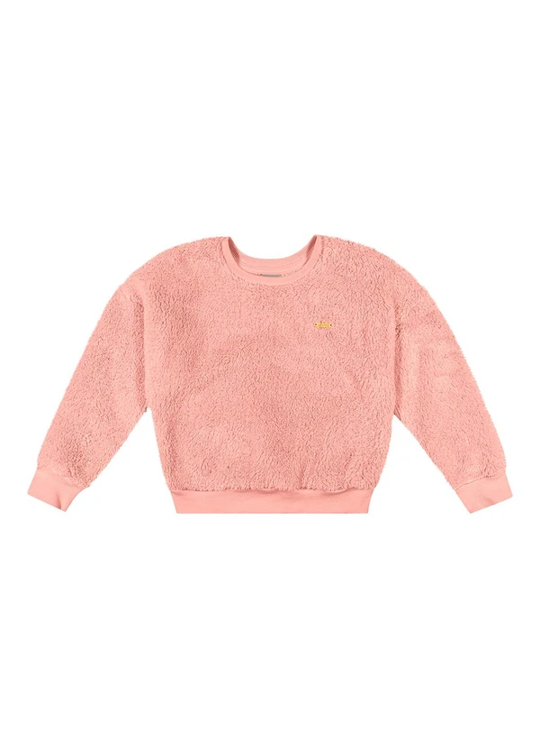 Colorittá - Blusão Infantil Menina Peluciado com Brilho Rosa 3