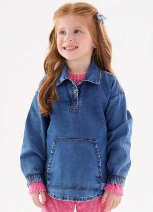 Up Baby - Blusão Jeans Infantil Unissex Azul - UP BABY