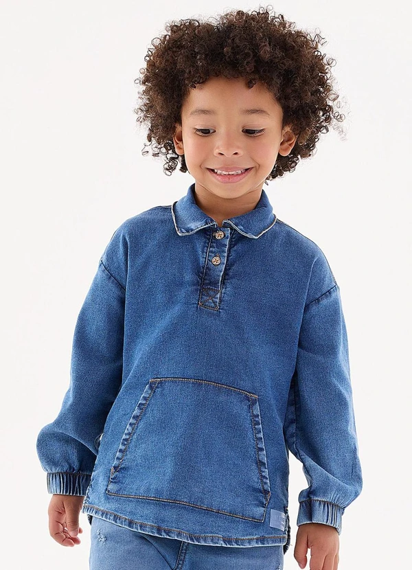 Up Baby - Blusão Jeans Infantil Unissex Azul