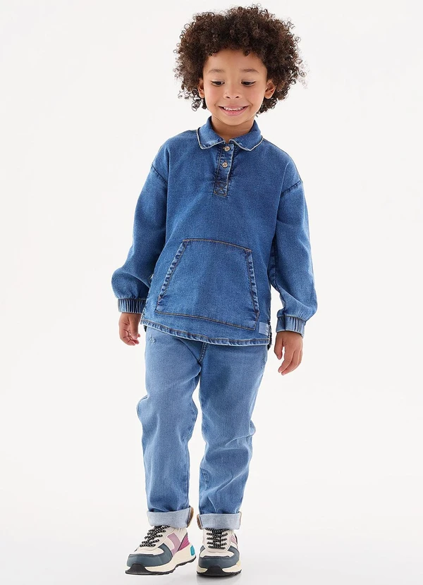 Up Baby - Blusão Jeans Infantil Unissex Azul 3