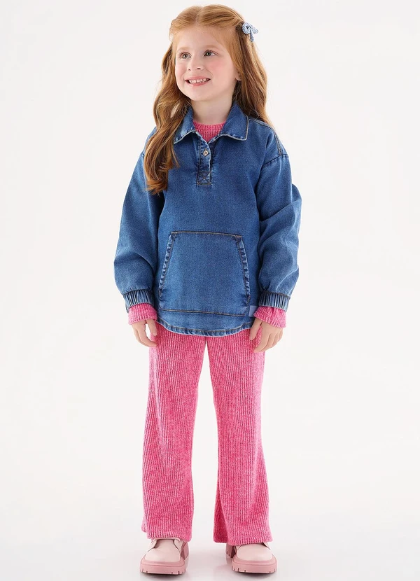 Up Baby - Blusão Jeans Infantil Unissex Azul 4