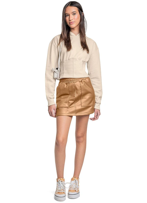 Gloss - Blusão Juvenil em Moletom com Ribana Bege 3