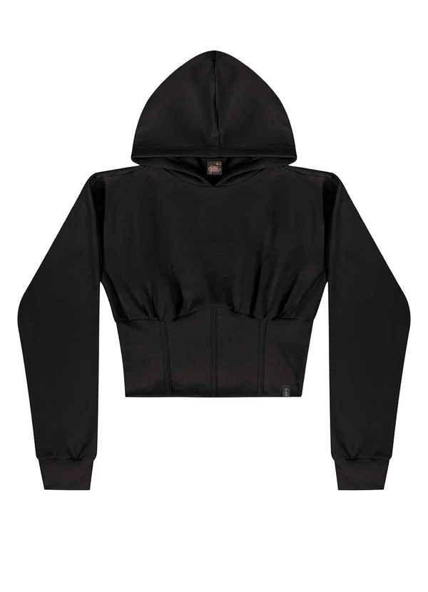 Gloss - Blusão Juvenil em Moletom com Ribana Preto 3