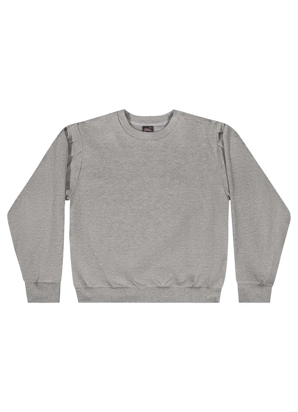 Gloss - Blusão Juvenil em Moletom com Strass Cinza 3